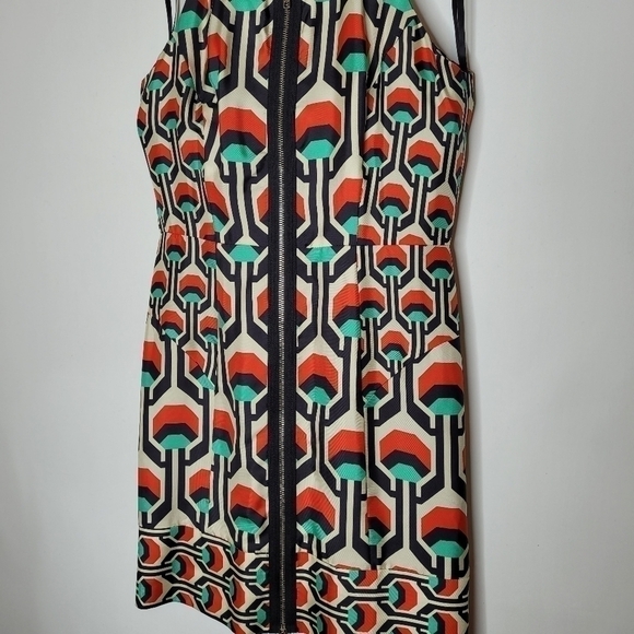 Milly Green, Red and Black Geometric Sheath Dress - Picture 6 of 15